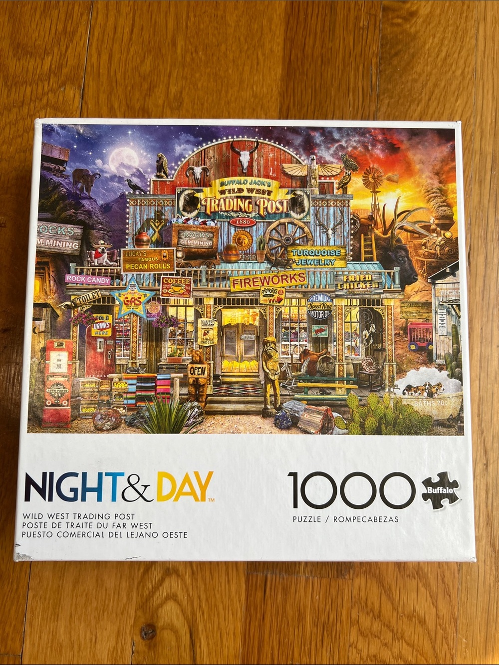 NEW NIB Buffalo Games Night & Day Wild West Trading Post  1000 pc puzzle